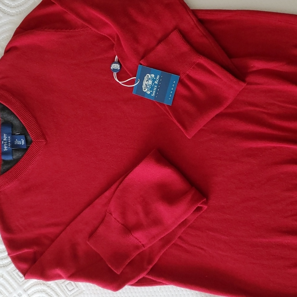 Savile Row Company London red v neck sweater small